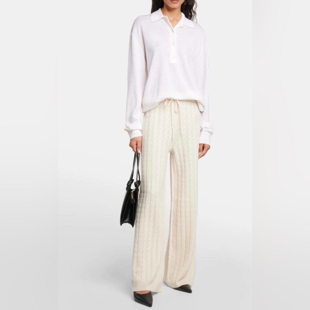 Cyrus Cream Cable Knit Pants Wide leg in size small - Picture 2 of 14